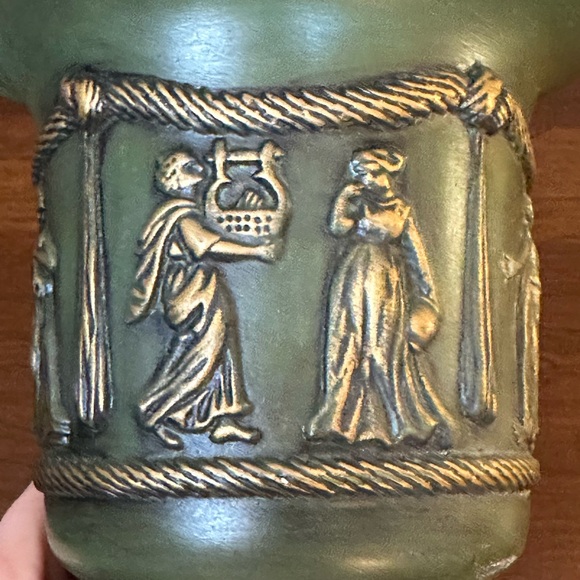 🌟HP🌟VTG 1970s Arnel's Green Ceramic Neoclassical Planter Urn Made in USA - Picture 5 of 12